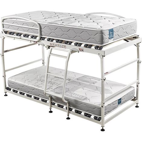 Pack lit superposé pliant Vega Pardo Max avec hydraulique + 2 matelas Pardo visco vega 17 cm ferme adaptés aux lits superposés  90x190cm