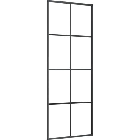 Puerta corredera vidrio ESG y aluminio negro 76x205 cm vidaXL (1/6)