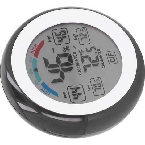 Elektronisches Thermometer und Hygrometer für drinnen und draußen, rund, mit Touchscreen, kabellos und LCD-Anzeige (1/5)