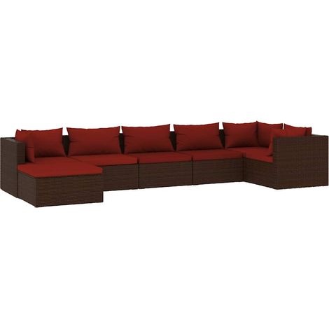 Maison Exclusive - 7-tlg. Garten-Lounge-Set mit Kissen Poly Ratta (1/5)