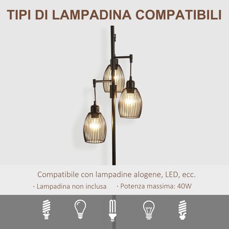 Lampadaire en acier noir, 170.5x30x30 cm, luminaire sur pied avec 3 abat-jour, intensité réglable, design industriel. (1/5)