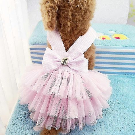 Vestidos para perros, ropa de moda para mascotas, vestidos de princesa para cachorros de malla a rayas (1/5)