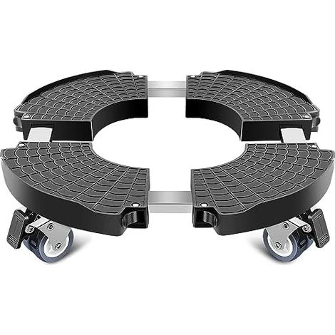Linkax Rouleur Plantes Ø 40-56 cm Charge 150 kg, Chariot Roulettes Pot Extérieur Parasol Poubelle Citerne Vin (1/5)