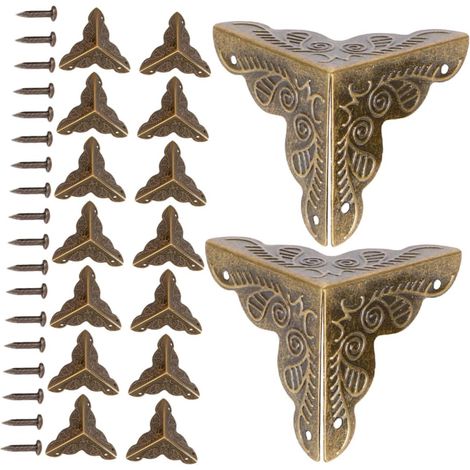 Lot de 40 protections d'angle métalliques vintage pour meubles (1/5)
