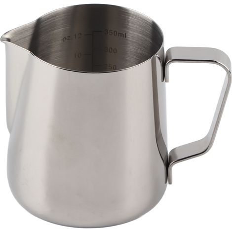 400-ml-Milchkännchen aus Edelstahl mit spitzem Ausguss und Skala zum Aufschäumen von Kaffee (1/5)