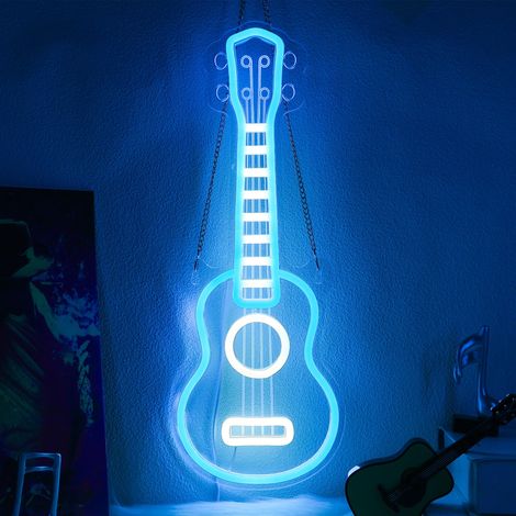 Néon Ukulélé, lampe LED ukulélé à intensité variable, alimentée par USB, idéale pour les chambres, les salons, les clubs et les studios de musique. (1/5)