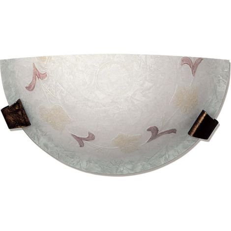 Braune Wandleuchte mit Haken und bernsteinfarbenem Bruchglas