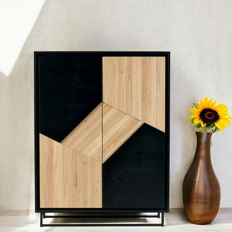 Buffet haut bois noir et blanc ANINA (1/4)