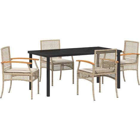 Ensemble de salle à manger pour jardin 5 pcs，Salon de jardin Beige polyrotin CFW65010 (1/5)