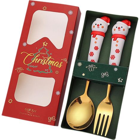 Cuillères À Dessert - Fourchettes À Dessert - En Acier Inoxydable - Pour Fêtes De Fin D'Année - Lot De 12 Pièces (1/5)