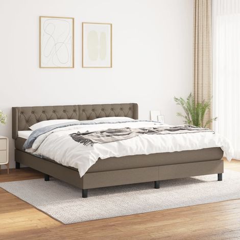 vidaXL Sommier à lattes de lit avec matelas Taupe 160x200 cm Tissu (1/5)