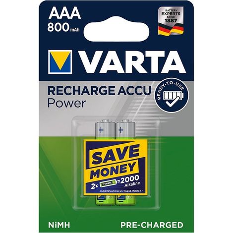 Varta recharge accu power batterien aaa 800 mah 2 stuck im blister dect telefon