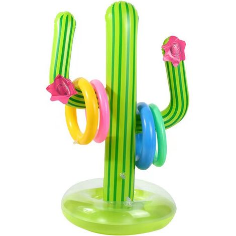 Juguetes inflables de PVC para jugar con agua con forma de cactus, juguetes para niños, 1 cactus + 4 casquillos, 63 x 30 cm (1/4)