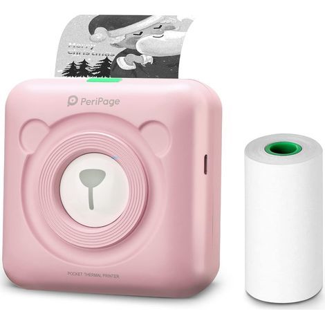 Bear tragbarer Taschendrucker, PeriPage Mini Bluetooth-Thermodrucker kompatibel mit Android, iOS und Windows (rosa) (1/5)