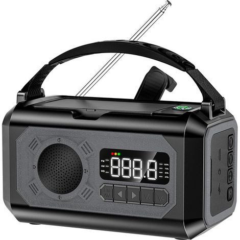 Lampe torche solaire H17 avec radio à manivelle, boussole, power bank, éclairage d'urgence extérieur, générateur manuel pour camping. (1/3)