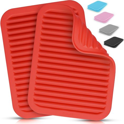 Sous-Plat En Silicone - Résistant À La Chaleur Jusqu'à 230 °C - Design Ondulé Anti-Dérapant - Pour Tasses Verres Casseroles - Lot De 2 (1/5)