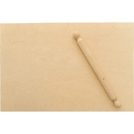 Spianatoia in legno per impasti tradizionali senza bordo con mattarello 75x50 cm (1/3)
