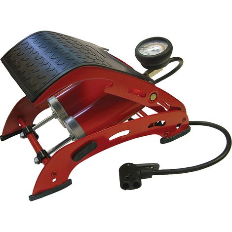 Faithfull Double Cylinder Foot Pump with Analogue Gauge and 60cm Hose