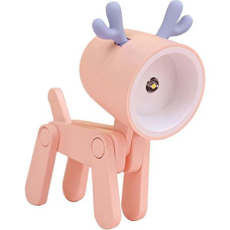 Niedliches Haustier-Nachtlicht, dekoratives Ornament, Geschenk, tragbarer Mini-Handyhalter, kreative LED-Schreibtischlampe-Dog-Pink