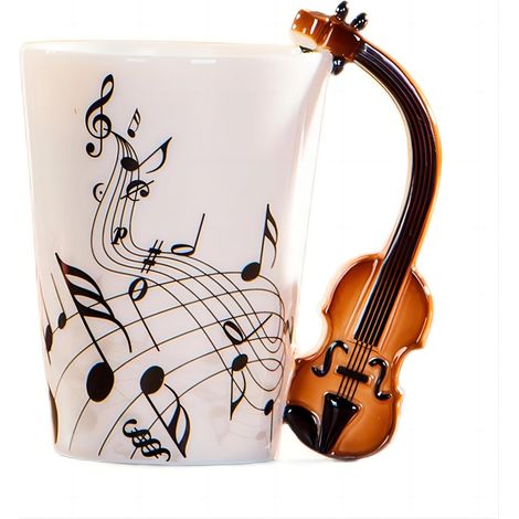 1 Tasse en céramique,poignée style violon,guitare,250 ml,pour café thé lait,cadeau musique (1/5)