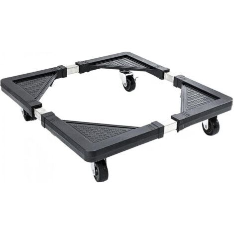 Socle pour lave-linge à roulettes de 43 x 43 à 65 x 65 cm, support réglable pour sèche-linge et réfrigérateur pivotant à 360° sous bureau, supporte les objets lourds jusqu'à 200 kg, soucoupe à roulett