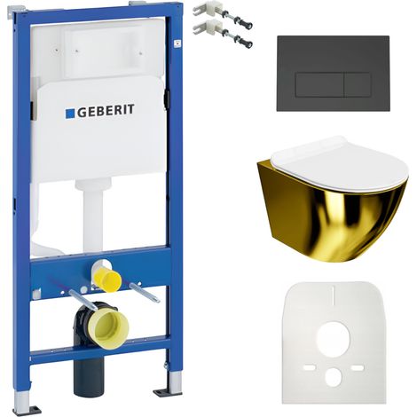GEBERIT WC Set mit Vorwandelement, Wand-WC und Spülknopf (1/5)