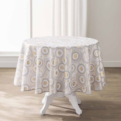 Nappe Imprimé Métallisé "Eclipse" 180cm Blanc