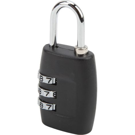 Cadenas à combinaison TSA pour valise Acier inoxydable 3 chiffres Réinitialisable Noir Sécurité voyage robuste (1/5)