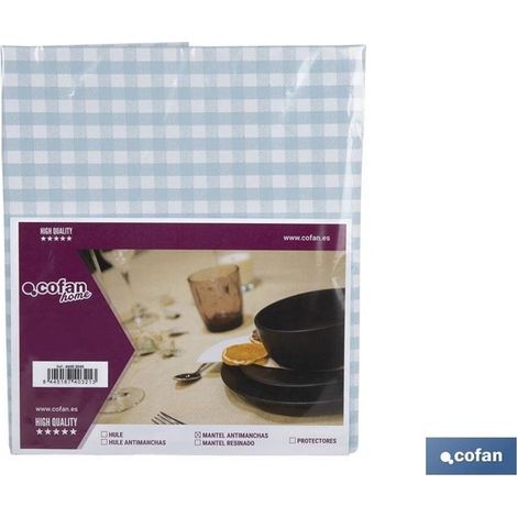 Nappe imperméable antitache à carreaux vichy 140x180cm en vinyle et polyester bleu et blanc