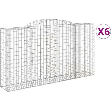 Paniers à gabions arqués 6 pcs  Mur en gabion 300x50x160/180 cm fer galvanisé