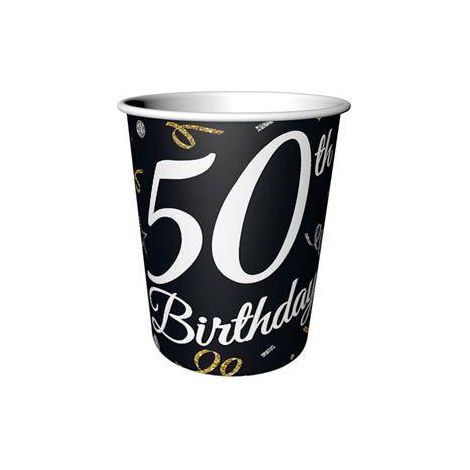Bicchieri di carta B&C per il 50° compleanno, confezione da 6 pezzi.
