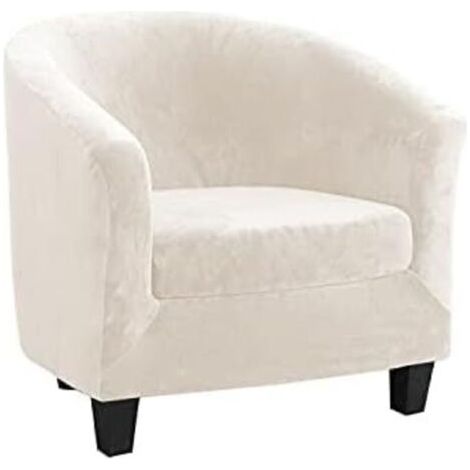 Velours Housse de Fauteuil Club Ensemble de Deux Pièces Extensible Salon Fauteuil Cabriolet Tub Chair avec Housse de Coussin (Beige)