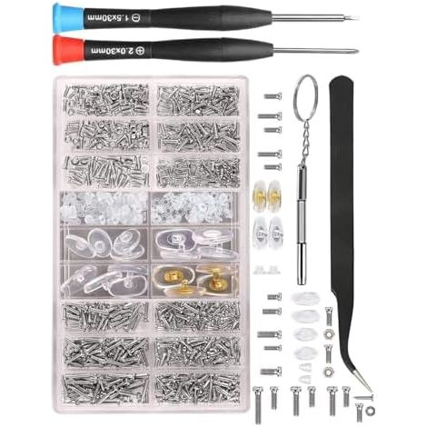 Kit Tournevis Lunettes - Acier Inoxydable - Boîte Rangement Transparente - Pour Montures Lunettes Soleil Sans Monture Semi-cerclées - 1 Pièce