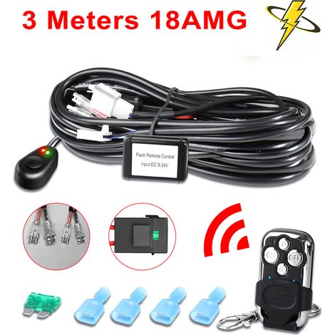 LED-Lichtleisten-Kabelsatz, 2-adriges Funkfernbedienungsset, 18AWG-Mittelkabel für Nebelscheinwerfer, Fahrlichteinstellung (1/5)