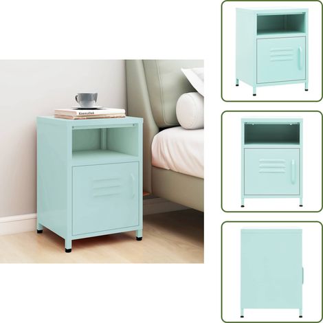 Table de chevet Vert menthe 35x35x51 cm Acier - Table De Chevet - Meuble De Chambre - Table D'appoint - Table Verte - Table Design