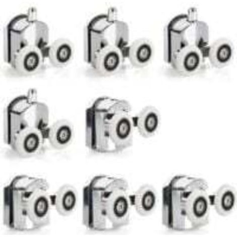 Ulisem8 pcs Porte de Douche Coulissante Roulette Porte Coulissante Douche en Alliage de Zinc 23 mm de Diamètre Roues Jumelées de Rechange pour Salle de Bain (1/4)