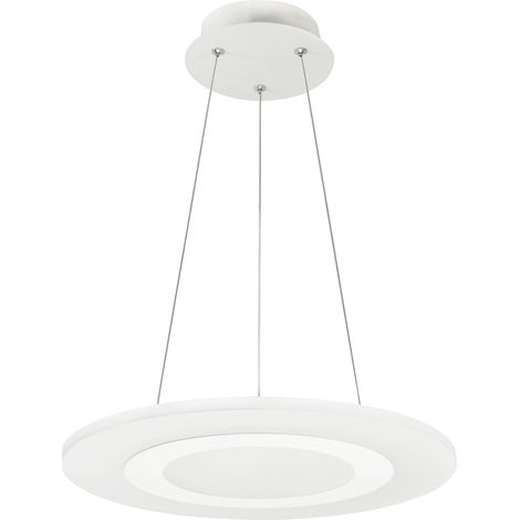 Suspension LED 17W Mikeli Polux Ø35 cm blanche métal (1/4)