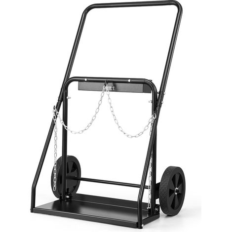 VEVOR Carrello per Bombole di Saldatura Doppie, Capacità di Peso Statico 200 kg Carrello per Bombole di Ossigeno e Acetilene con Ruote Piene 254 mm per Bombole di Gas Doppie da 317,5 mm di Diametro (1/5)