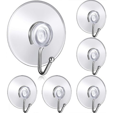 Filiyano-Ventouses transparentes en plastique de 40 mm pour cuisine et salle de bain, étanches, sans perçage ni colle, lot de 6. (1/5)