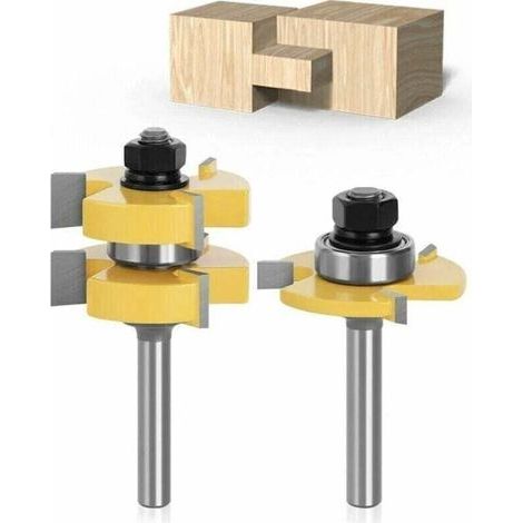 8mm Queue Langue Appariée et Fraise de Rainure Set 3 Dents Forme T Cutter en Bois de Coupe Outil de Travail du Bois (1/4)