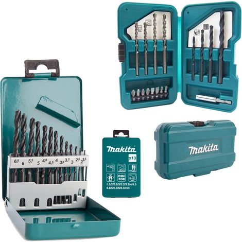 Makita D-54075 13 PC Drill Bit HSS-R Metal + 17 PC Drill Screwdriver Masony Wood (1/5)