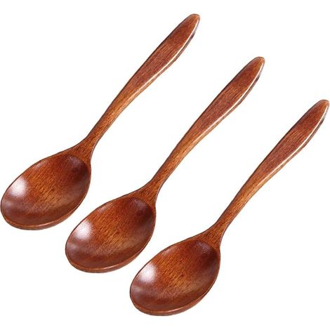 3 Cuillère à miel,Cuillère en bois naturel,Texture lisse,Ustensile cuisine,Cuillère à thé café sucre (1/5)