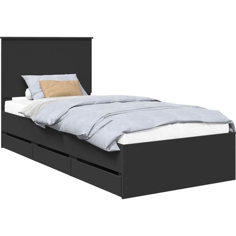 Maison Exclusive - Bettrahmen mit Schubladen Schwarz 90 x 190 cm