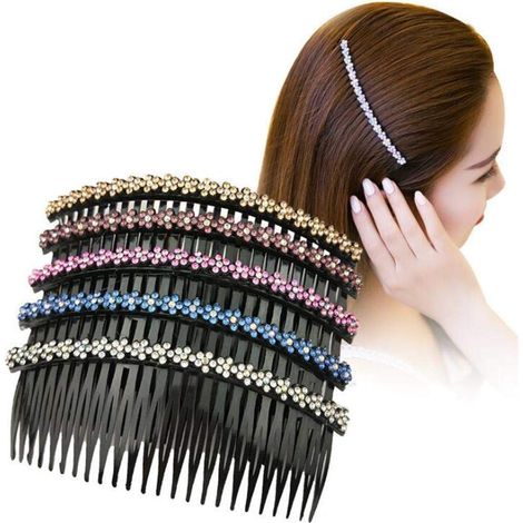 Set mit 5 Haarkämmen mit Clips und Strasssteinen, für Frauen und Mädchen. - Set mit 5 Haarkämmen mit Clips und Strasssteinen, für Frauen und Mädchen. (1/5)