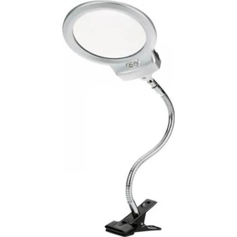 Loupe de lecture de bureau pliable à LED avec pince, lampe intégrée, lampe beauté et manucure, blanche, monobloc (1/4)