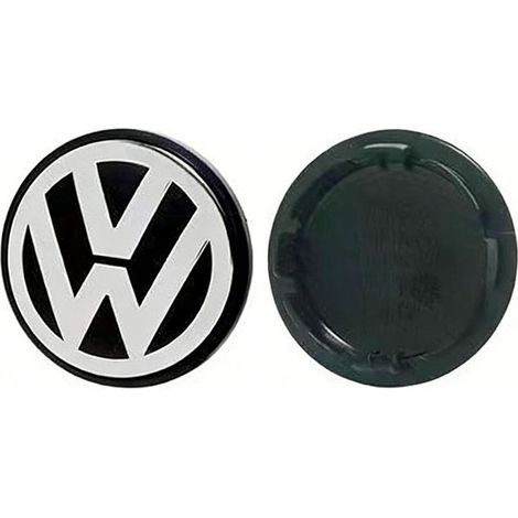 Cache-moyeu de roue 70mm pour Volkswagen Golf, Passat, Polo, Jetta, Bora, Santana – Centre de jante bombé, capuchon de moyeu en alliage d’aluminium, kit 4 pièces, accessoire jante voiture – Noir et bl