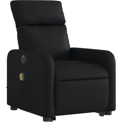 Sillón relax con función masaje y elevación eléctrica reclinable en PVC negro DEC027800 (1/5)