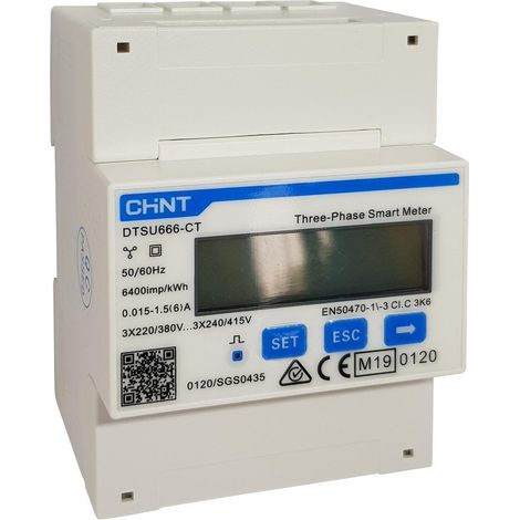 Contador de energía trifásico carril din 4 módulos 3x230/400 vca chint - 319670
