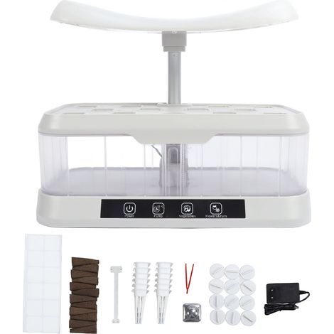 Système de culture hydroponique 12 capsules pour jardinage d'intérieur avec lampe LED de croissance, kit de germination, cadeau idéal pour les jardinières, prise UE 100-240 V, transparent (1/5)