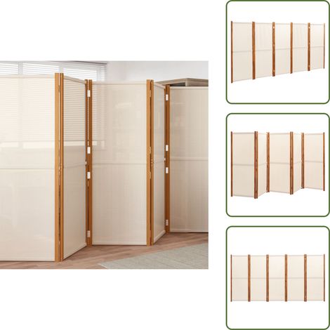 Cloison de séparation 5 panneaux Blanc crème 350x180 cm - Cloison De Séparation - Écran De Confidentialité - Cloison Amovible - Diviser La Pièce - Décoratif (1/5)
